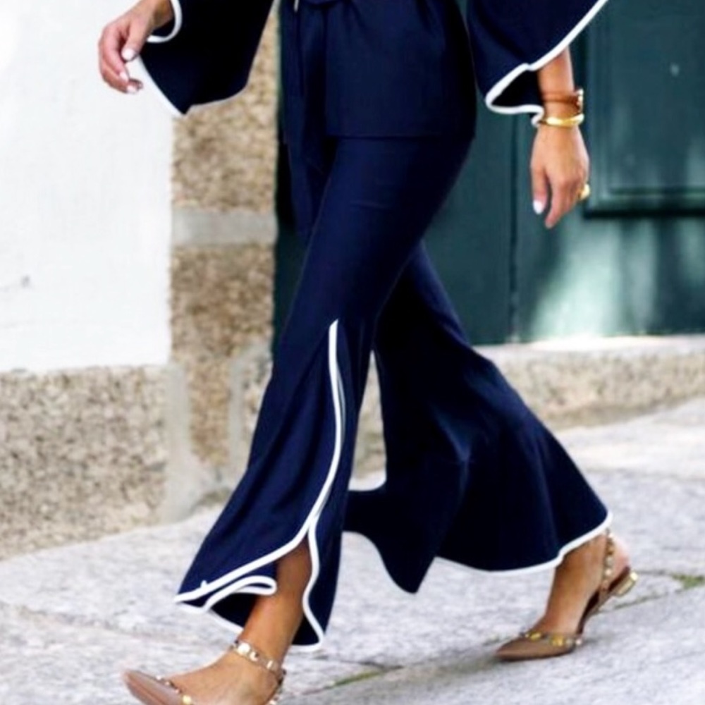 🆕Zara Blue Frill Ruffle high waist trousers